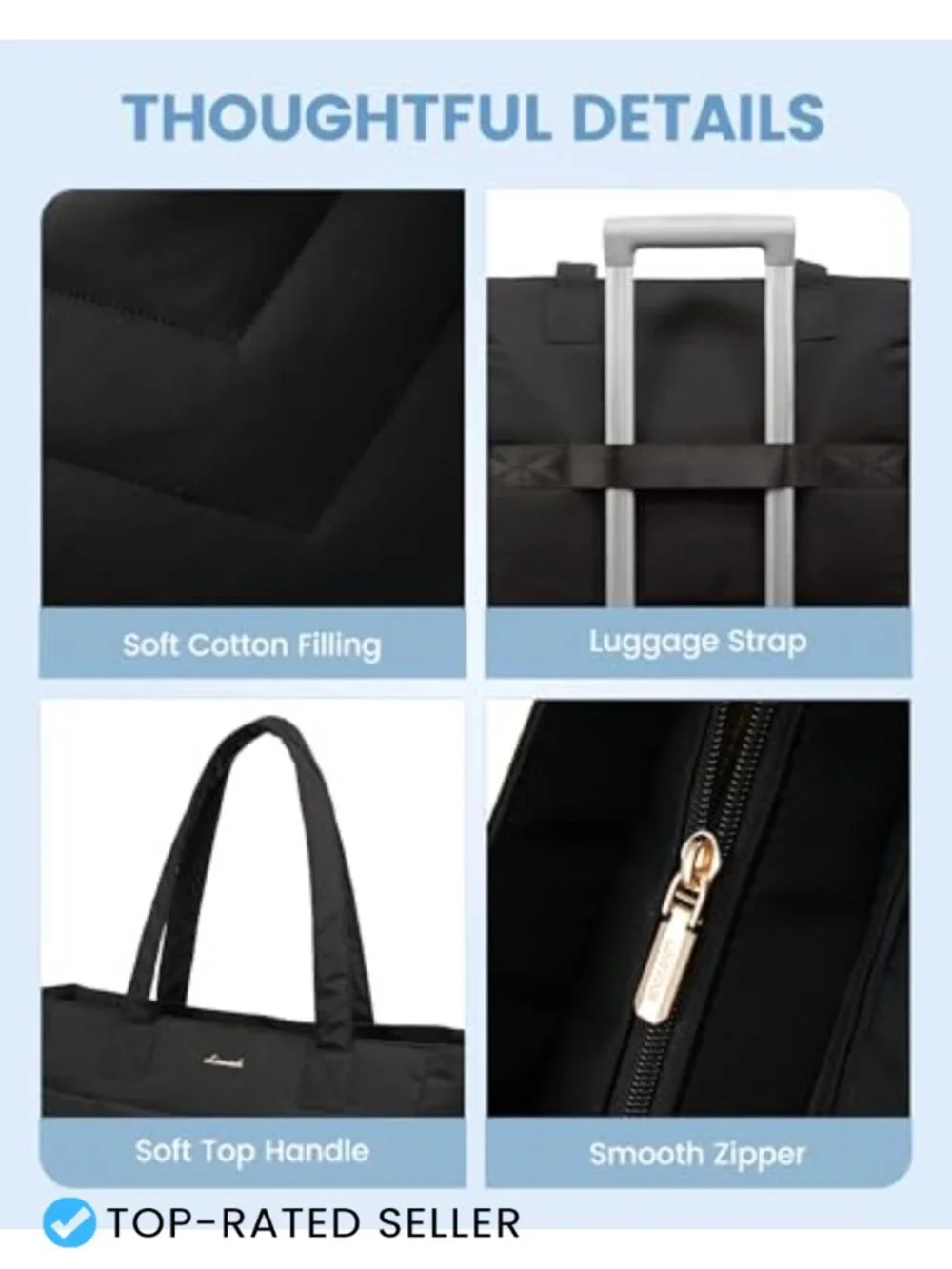 Quilted Puffer Tote Bag with Laptop Compartment, Lightweight Waterproof